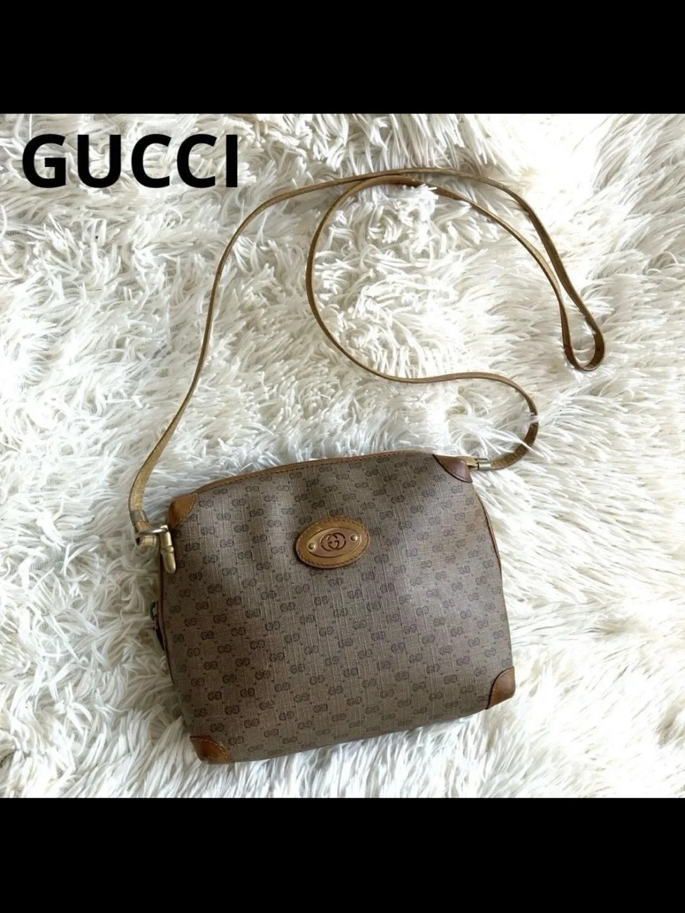 Gucci Tan/Brown Coated Canvas Crossbody with Leather Trim